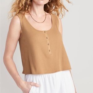 Old Navy Thermal Cropped Henley Tank